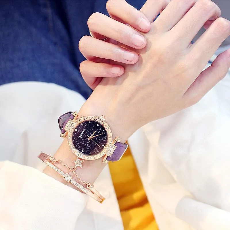 Celebrity TikTok Star Watch Women's Fashion Trend Korean Style Simple Casual Women's Watch Student Two-Piece Gift Watch