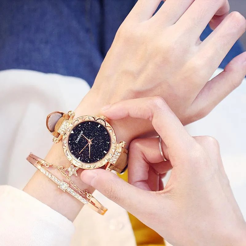 Celebrity TikTok Star Watch Women's Fashion Trend Korean Style Simple Casual Women's Watch Student Two-Piece Gift Watch