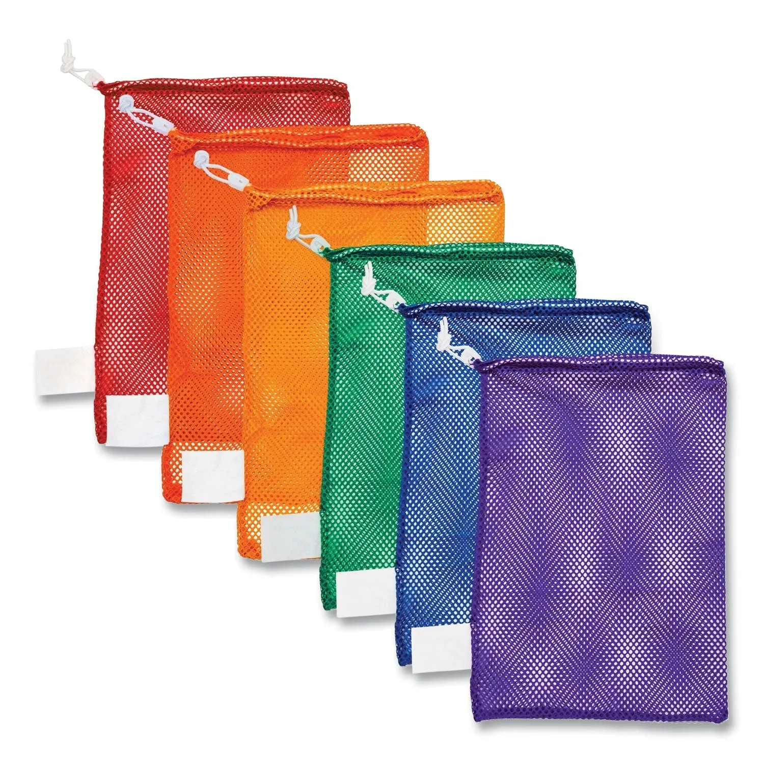Champion Sports Heavy-Duty Mesh Bag, 12" X 18", Gold, Green, Orange, Purple, Royal Blue, Scarlet Red, 6/set