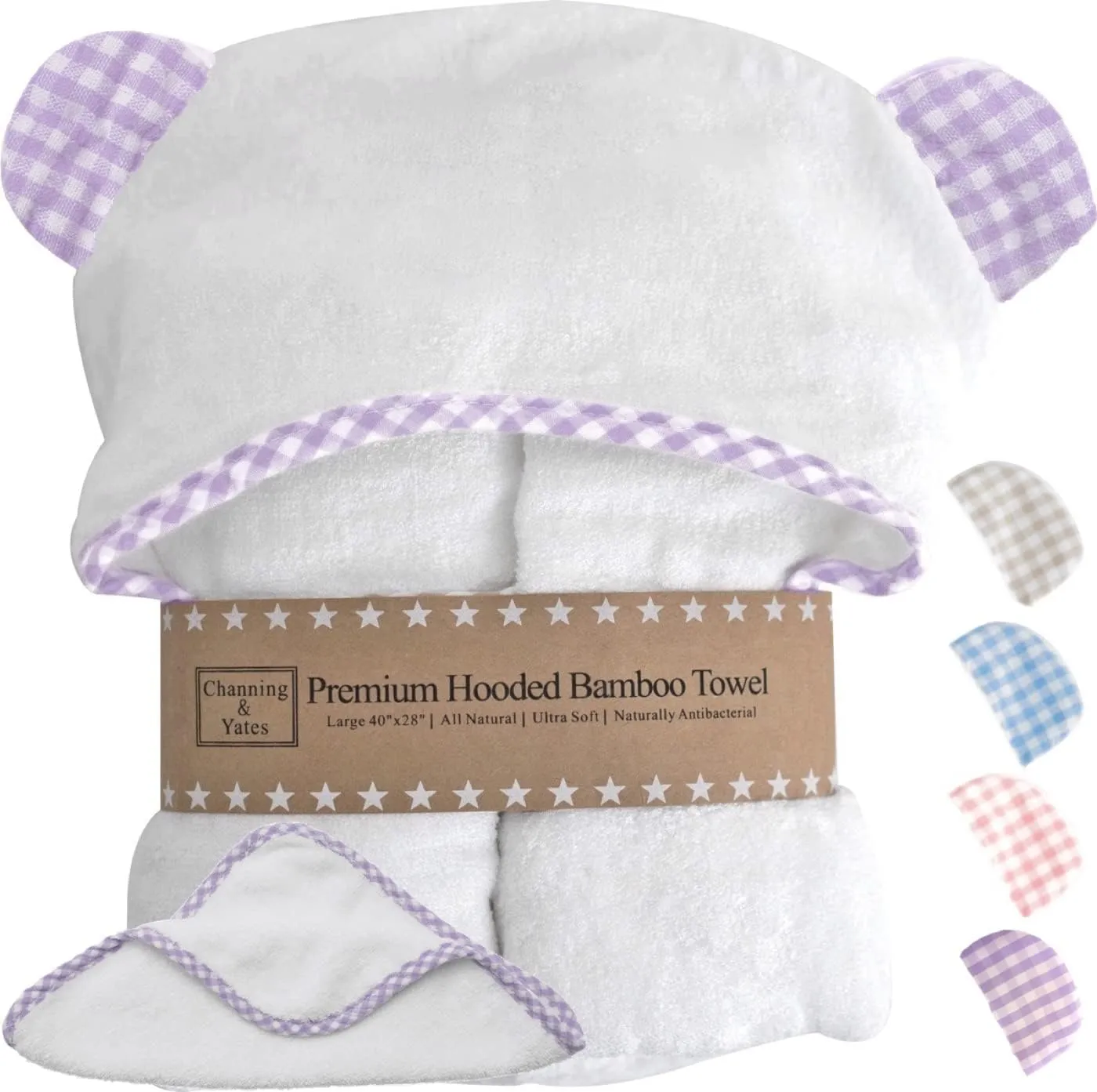 Channing & Yates Premium Boutique Baby Towels for Girls - Hooded Girl Towel & Washcloth Set - Organic Viscose Made from Bamboo Baby Towels with Hood - Baby Girl Bath Towels (Purple)