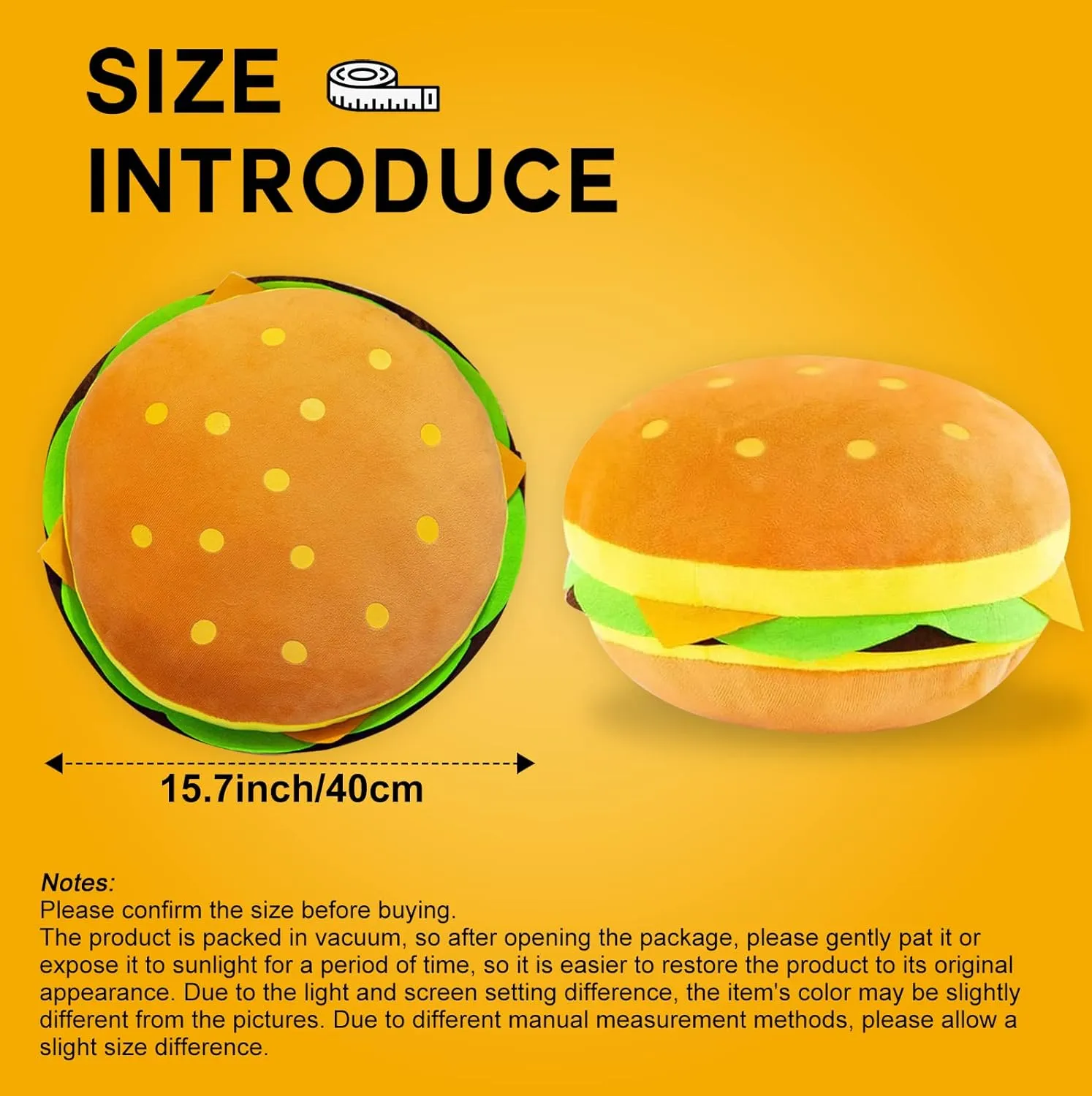 CHELEI2019 15.7" Hamburger Plush Cheeseburger Pillow Stuffed Food Cushion Toy,Gifts for Kids
