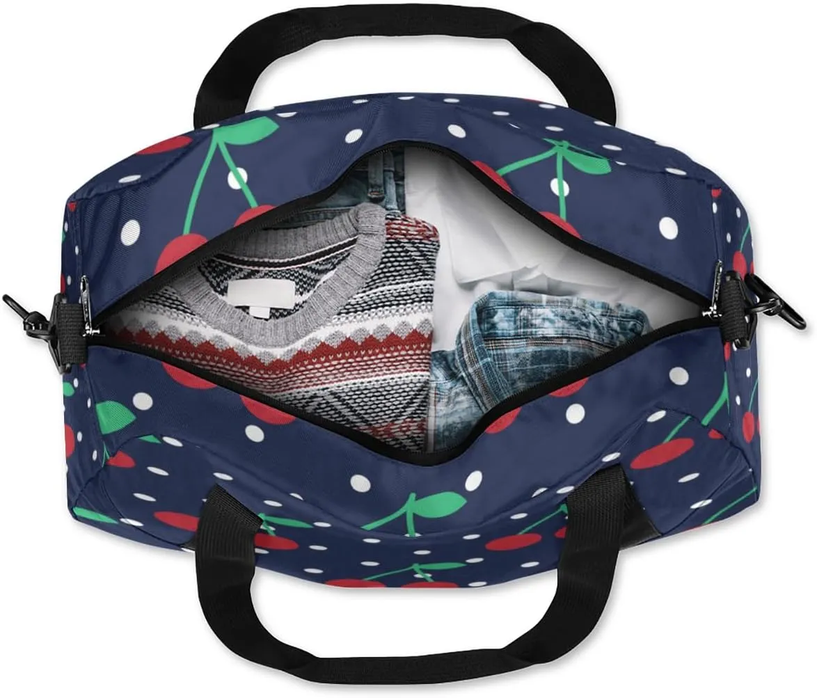 Cherry Dots Pattern Gym Bag, Duffle Bag, Weekender Bag, Duffel Bag, Overnight Bag, Travel Duffel Bag, Dance Bag, Tote Bag, Beach Bag, Pool Bag, Gym Duffle Bag, Carry on Bag
