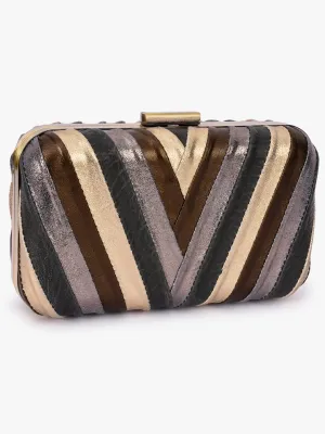 Chevron Clutch In Multi Leathers