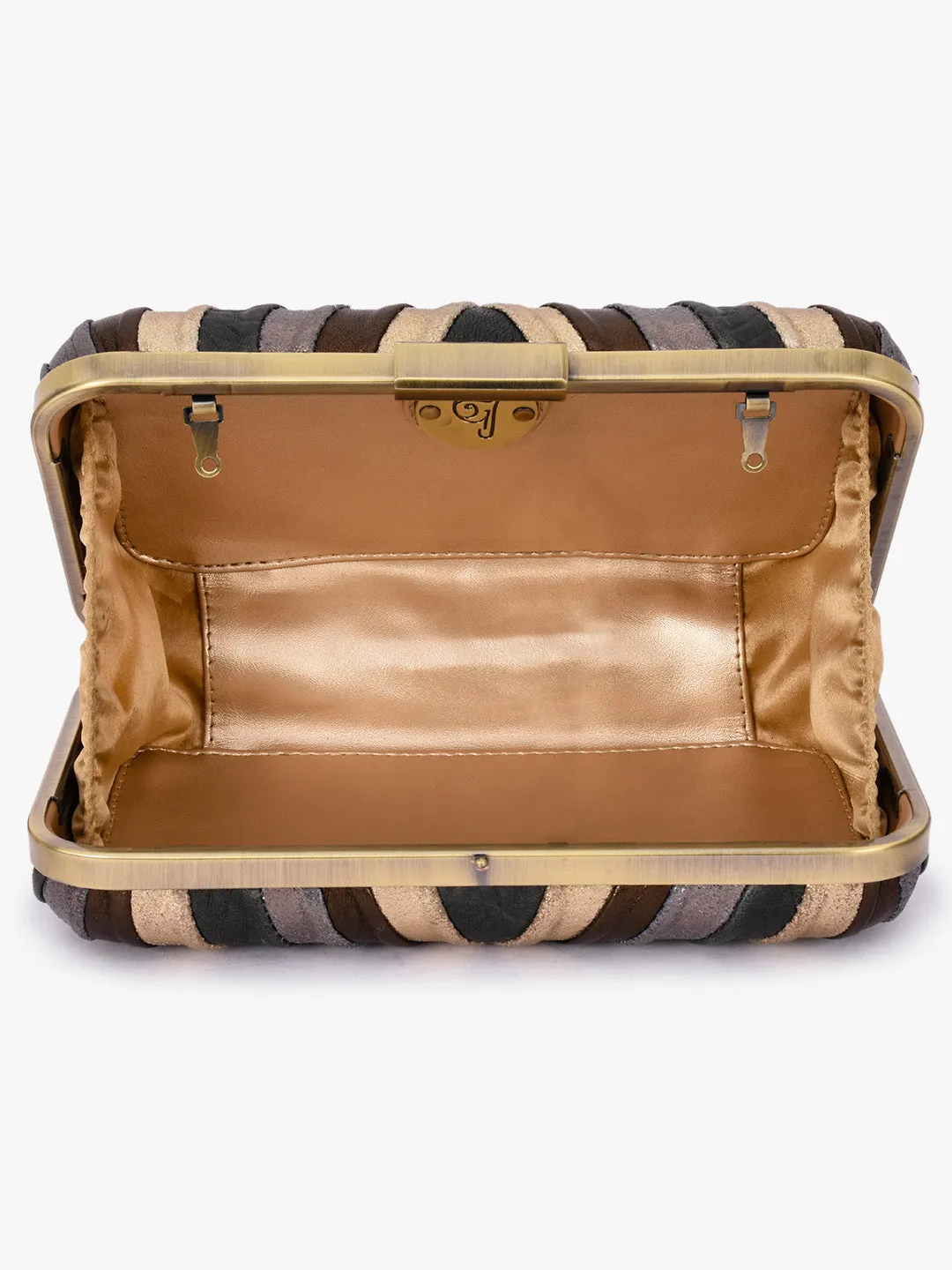 Chevron Clutch In Multi Leathers