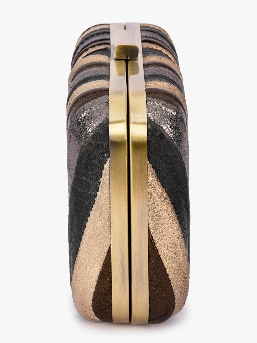 Chevron Clutch In Multi Leathers