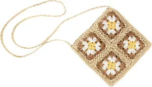 CHIC DIARY Women Straw Crossbody Bag Beach Purse Handmade Woven Shoulder Bag Boho Crochet Purse
