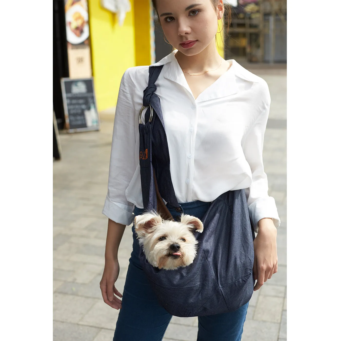 Chico Denim Pet Sling Carrier with Adjustable Strap