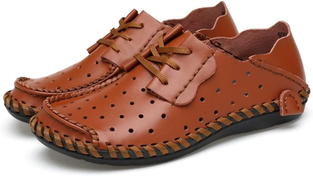 ChicWind Men's Summer Breathable Cowhide Casual Driving Moccasins Shoes