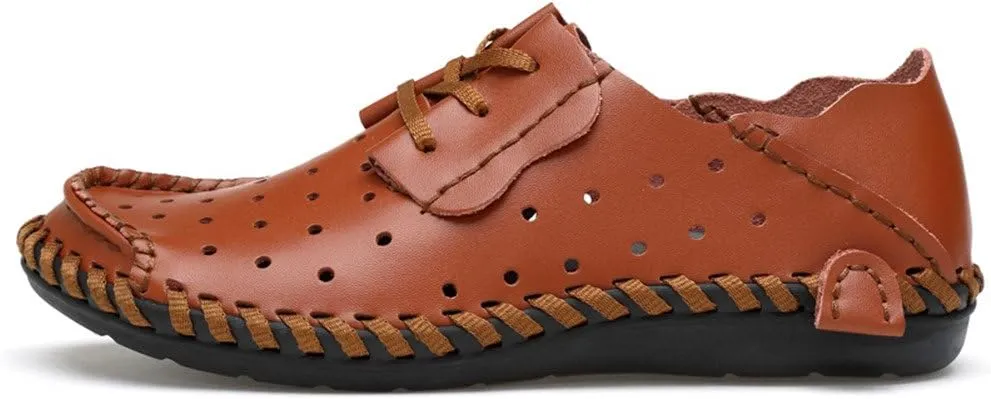 ChicWind Men's Summer Breathable Cowhide Casual Driving Moccasins Shoes