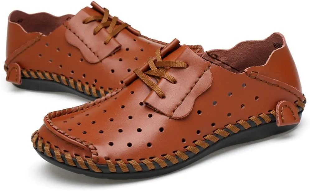 ChicWind Men's Summer Breathable Cowhide Casual Driving Moccasins Shoes