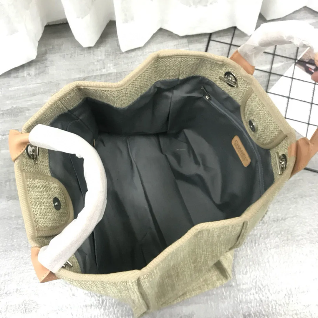 Ch*nl Large Woven Canvas Tote Bag