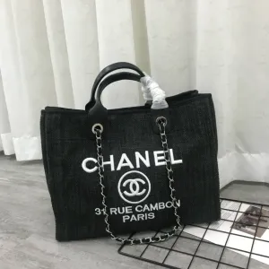 Ch*nl Large Woven Canvas Tote Bag