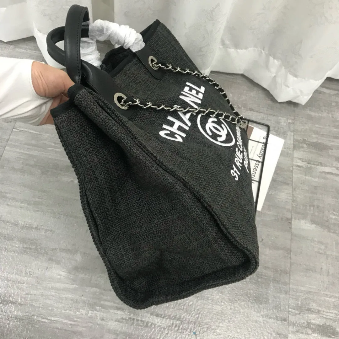 Ch*nl Large Woven Canvas Tote Bag