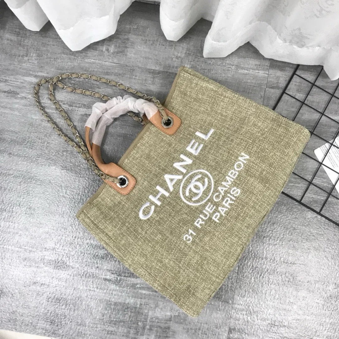 Ch*nl Large Woven Canvas Tote Bag