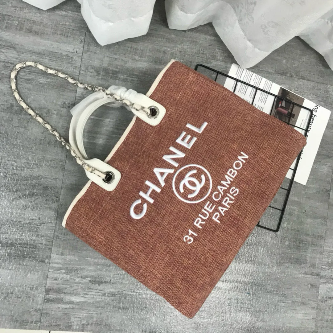 Ch*nl Large Woven Canvas Tote Bag