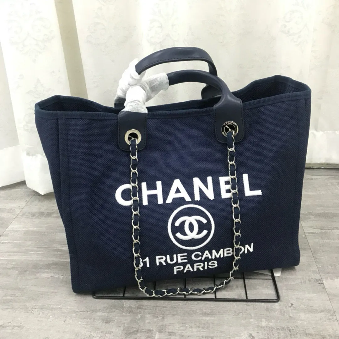 Ch*nl Large Woven Canvas Tote Bag