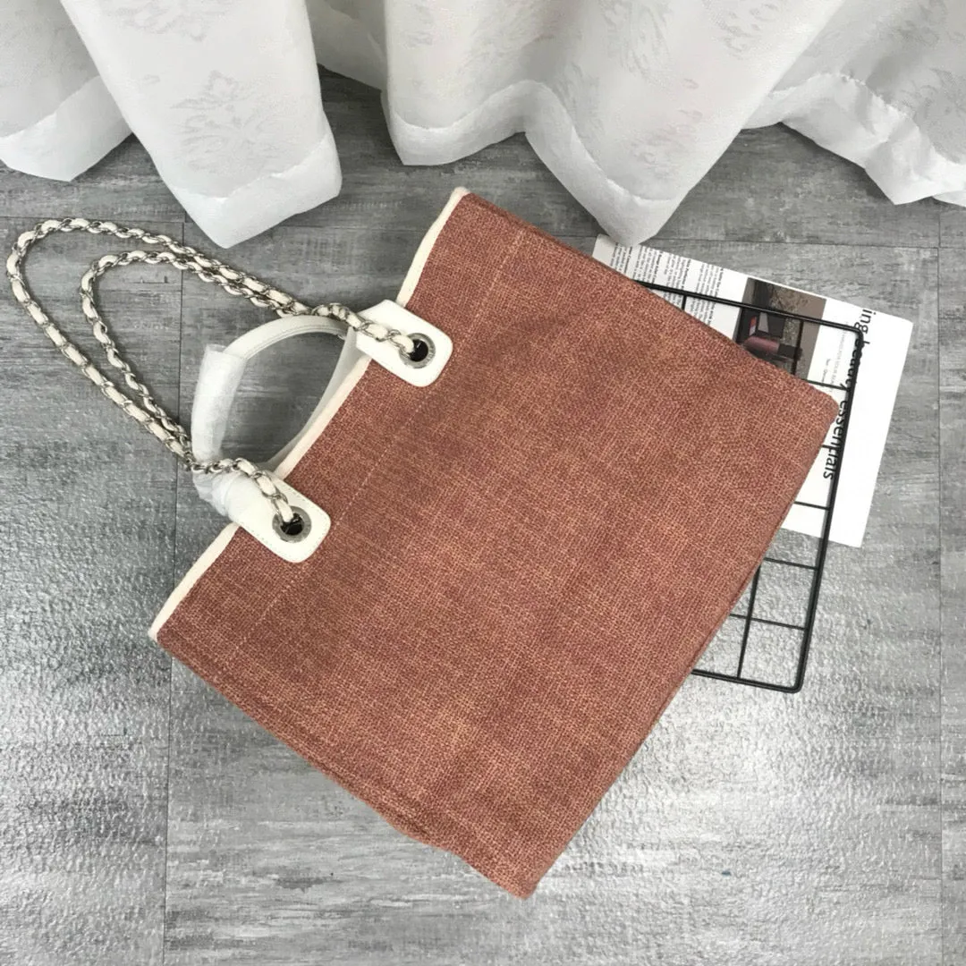Ch*nl Large Woven Canvas Tote Bag