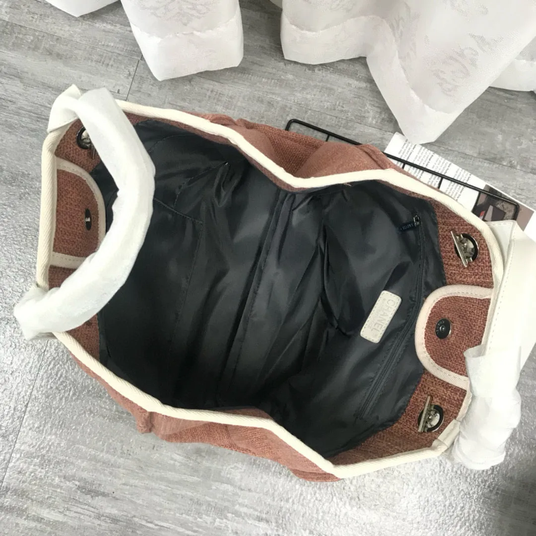 Ch*nl Large Woven Canvas Tote Bag