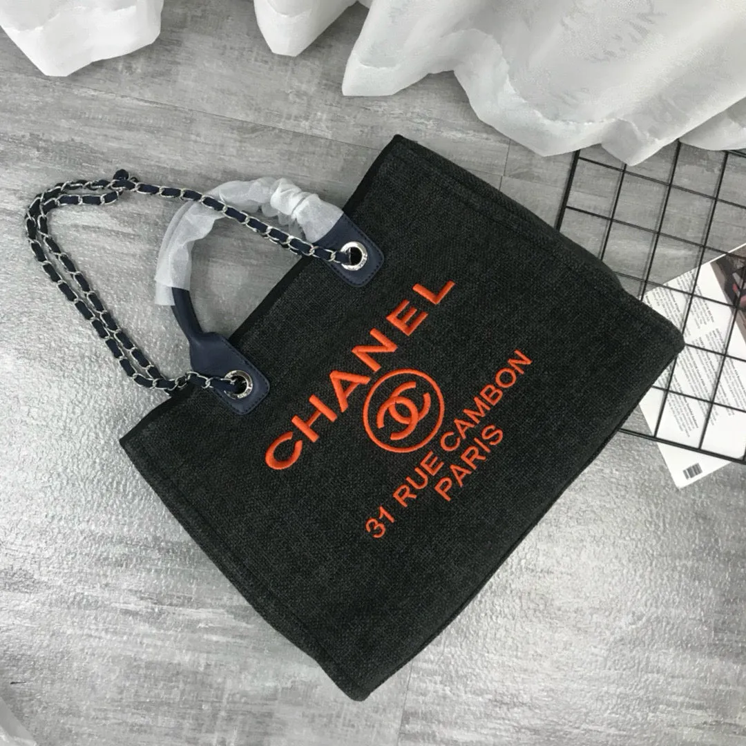 Ch*nl Large Woven Canvas Tote Bag