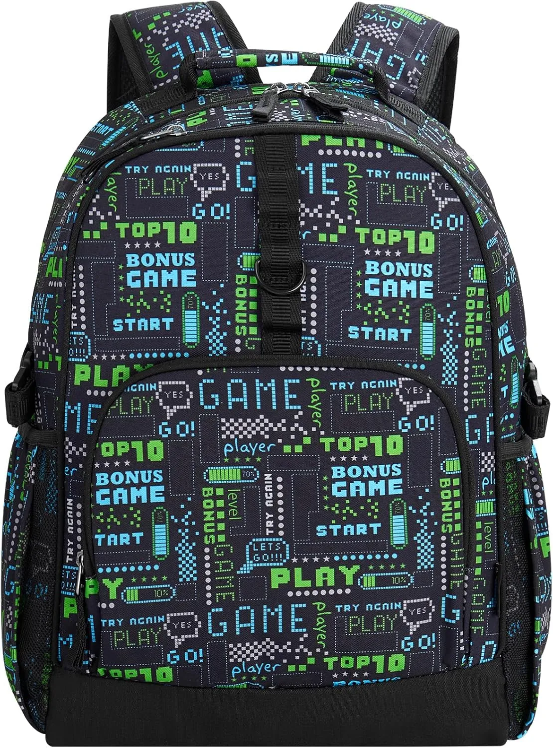 Choco Mocha Gamer Backpack for Boys, Kindergarten Backpacks for Boys Backpack Ages 6-8, Boy Elementary School Bookbag 17 Inch, Black