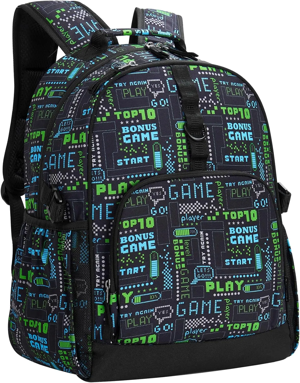 Choco Mocha Gamer Backpack for Boys, Kindergarten Backpacks for Boys Backpack Ages 6-8, Boy Elementary School Bookbag 17 Inch, Black