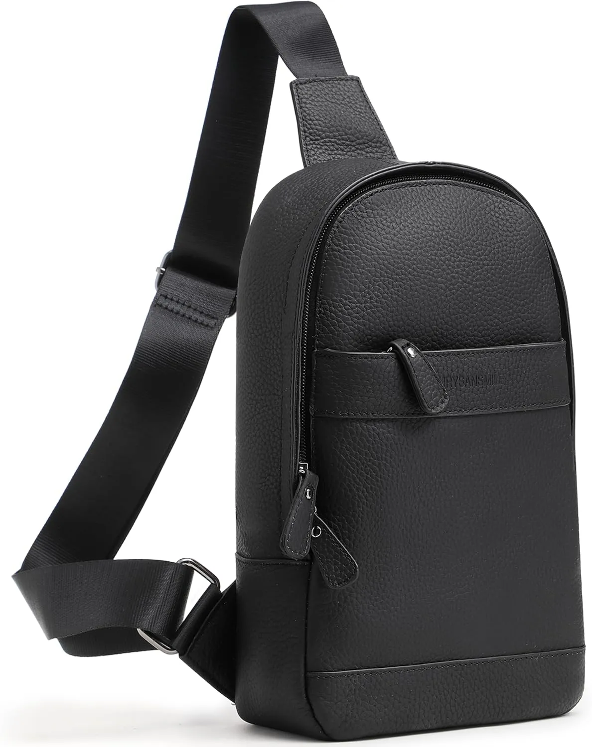 Chrysansmile Sling Bag for Men Genuine Leather Cross Body Bag Mens Crossbody Shoulder Backpack Black Fanny Packs for Travel