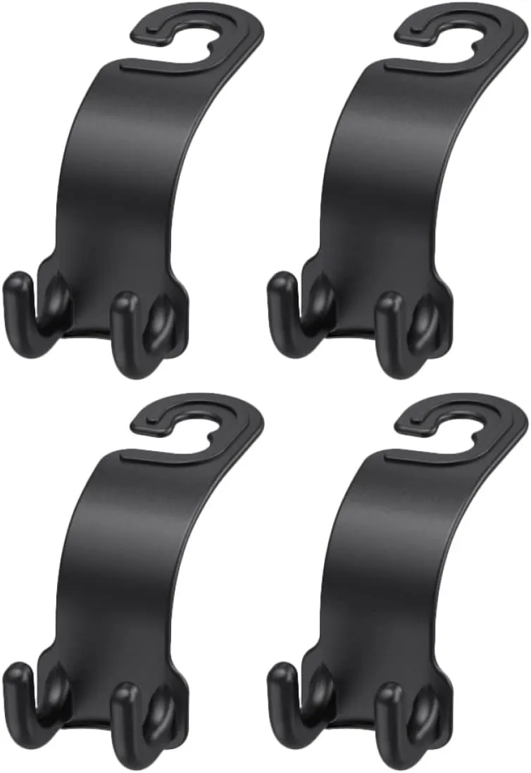 Ciieeo 4pcs Plastic Car Headrest Hangers Multi Functional Backseat Hooks for Handbags Umbrellas Supplies Sleek Design for Organized Car Interior