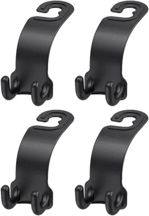 Ciieeo 4pcs Plastic Car Headrest Hangers Multi Functional Backseat Hooks for Handbags Umbrellas Supplies Sleek Design for Organized Car Interior