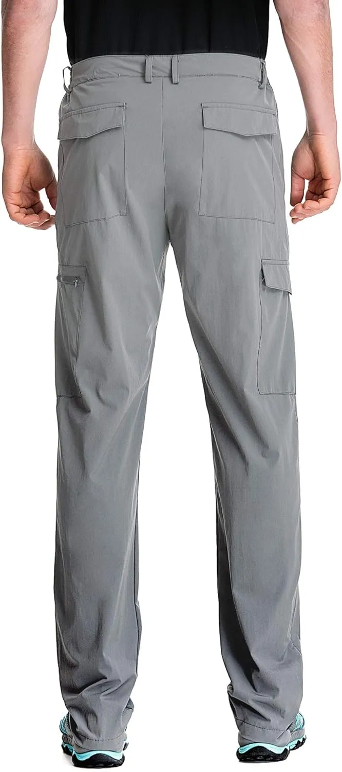 clothin Men's Elastic-Waist Travel Pant Stretchy Lightweight Pant Multi-Pockets Quick Dry Breathable