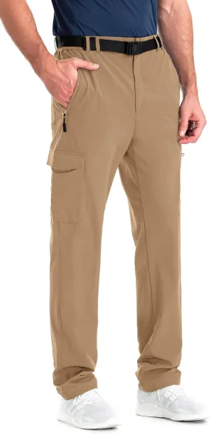 clothin Men's Elastic-Waist Travel Pant Stretchy Lightweight Pant Multi-Pockets Quick Dry Breathable