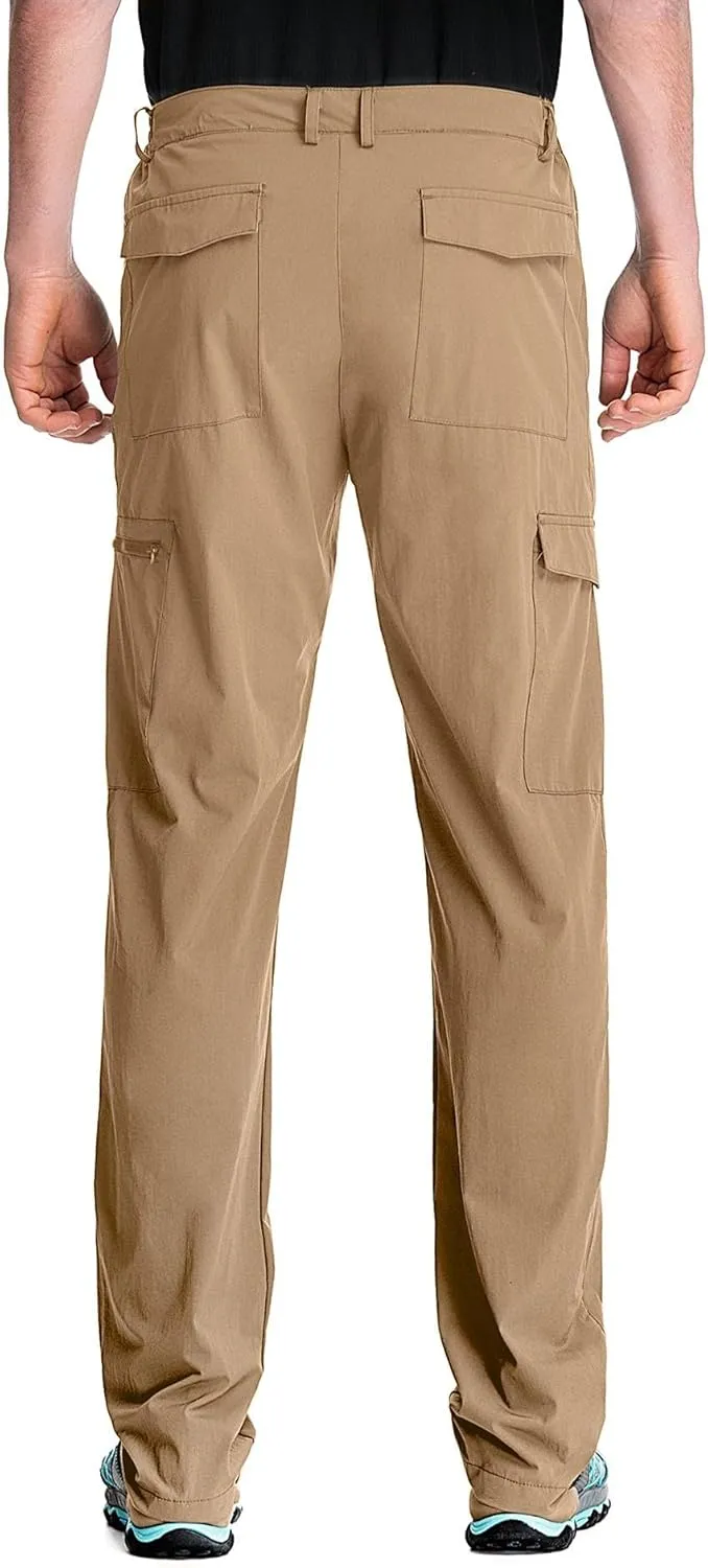 clothin Men's Elastic-Waist Travel Pant Stretchy Lightweight Pant Multi-Pockets Quick Dry Breathable