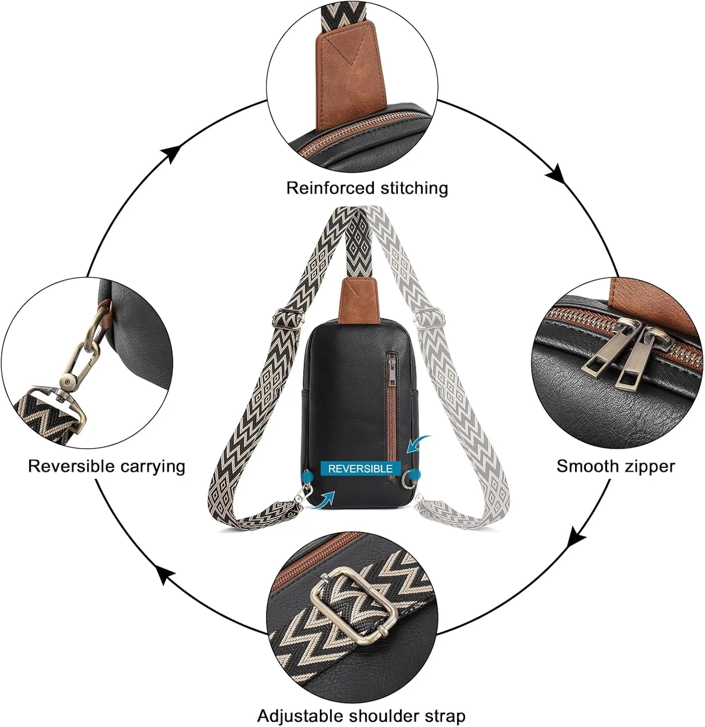 CLUCI Crossbody Bags for Women - Sling Backpack Travel Bag in Leather