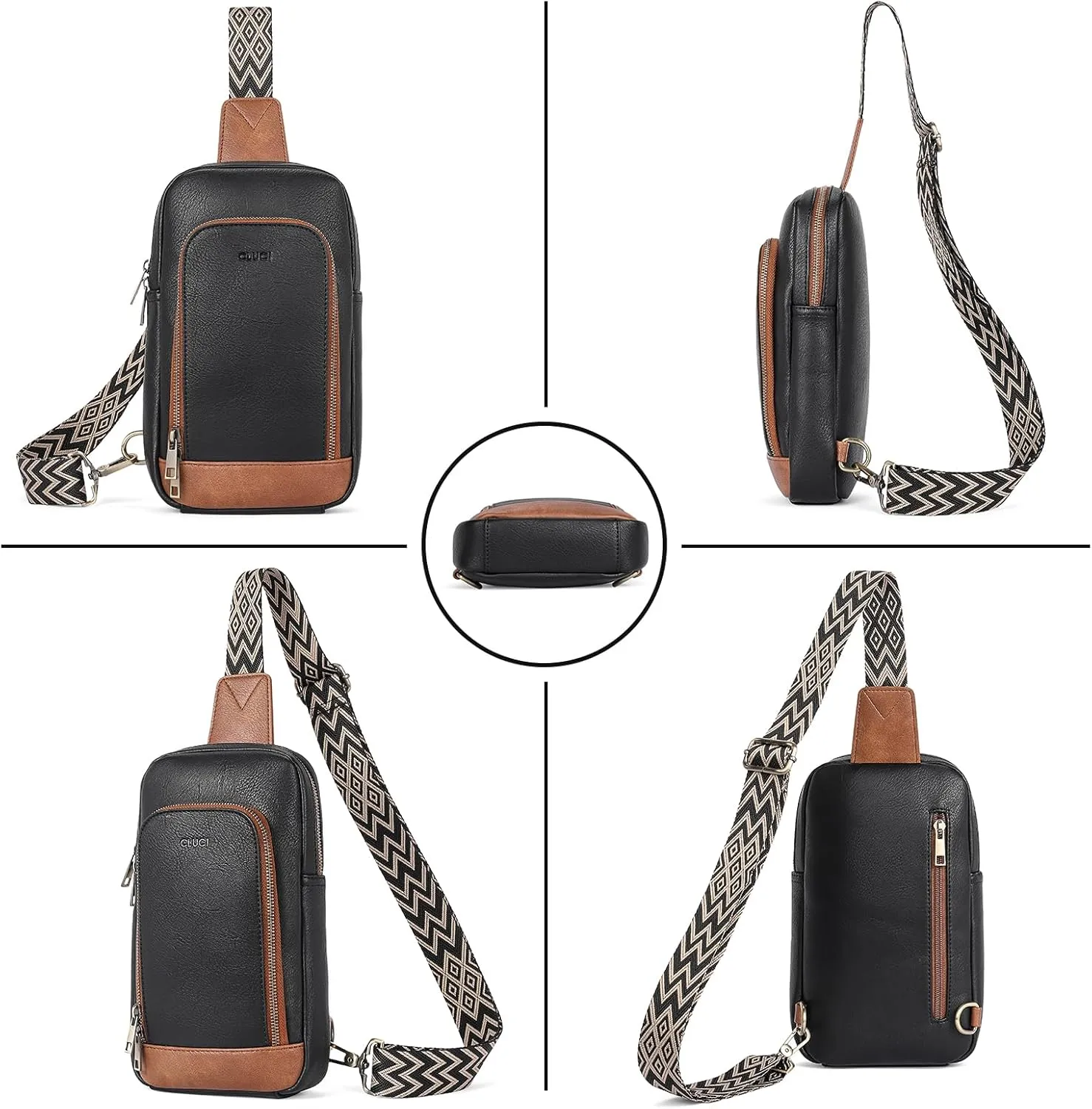 CLUCI Crossbody Bags for Women - Sling Backpack Travel Bag in Leather