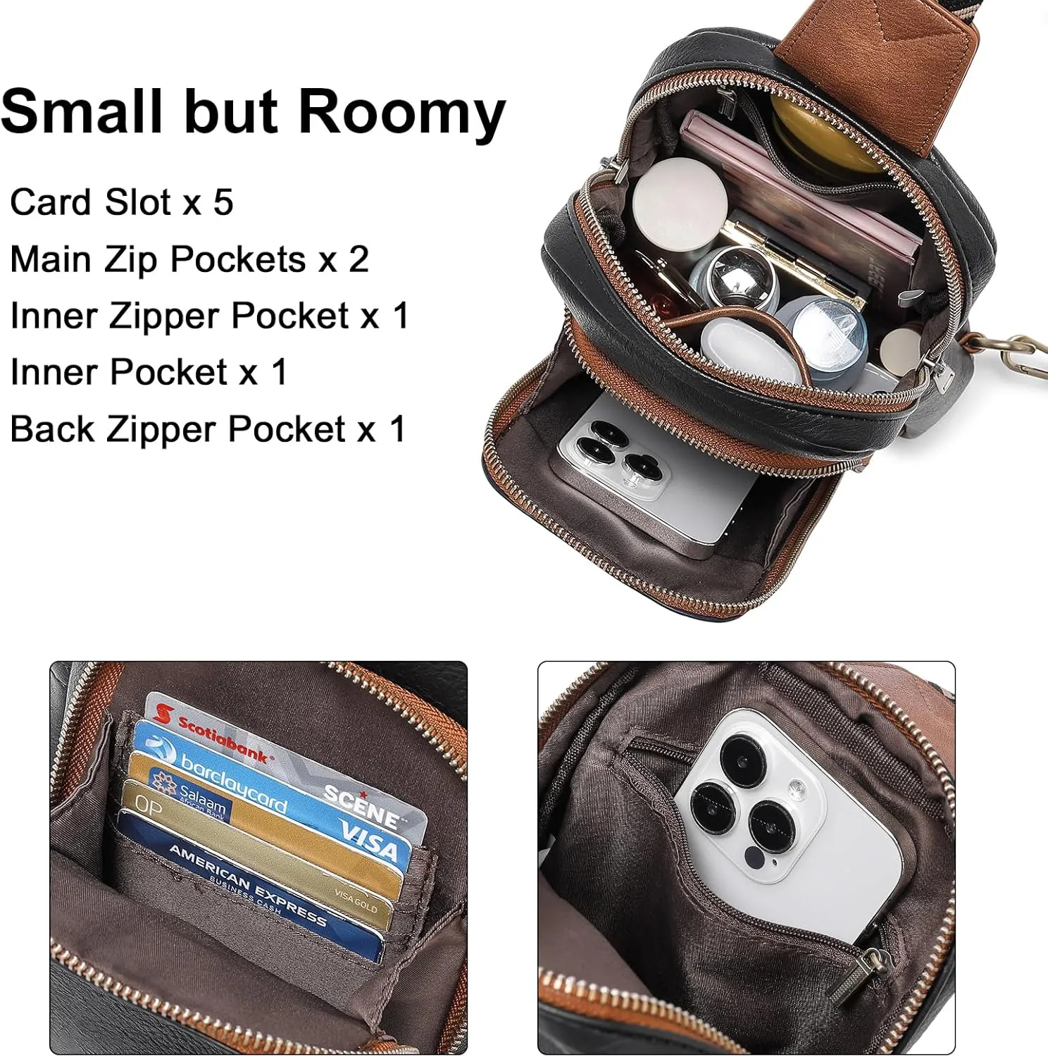 CLUCI Crossbody Bags for Women - Sling Backpack Travel Bag in Leather