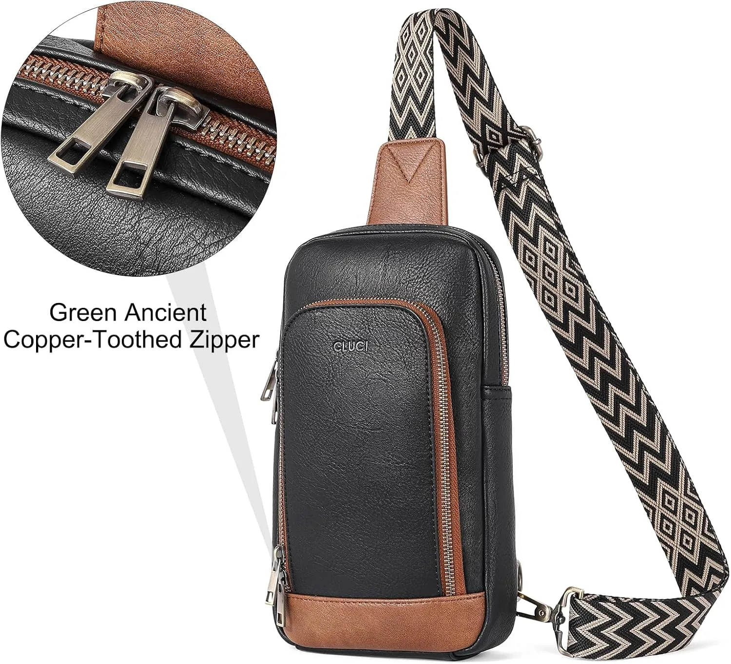 CLUCI Crossbody Bags for Women - Sling Backpack Travel Bag in Leather