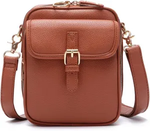 CollaboratenVegan Leather Crossbody Bag - Double Layer Large Capacity Anti-Theft Mini Messenger Bag for Women/Men