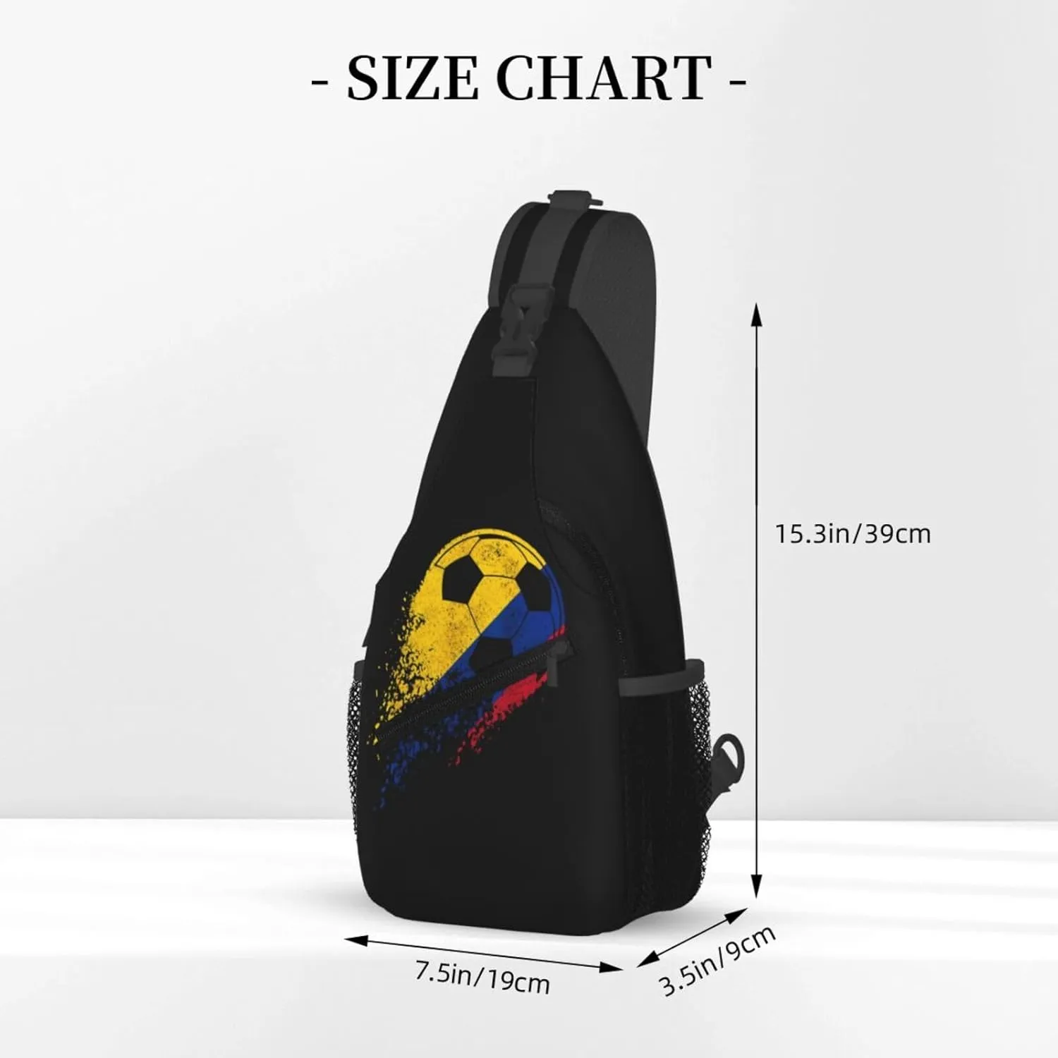 Colombia Soccer Colombian Flag Pride Soccer Player Crossbody Bag Cross Chest Bag Adjustable Sling Backpack Sports Gym Shoulder Bags Travel Cycling Daypack Diagonally Casual Rucksack