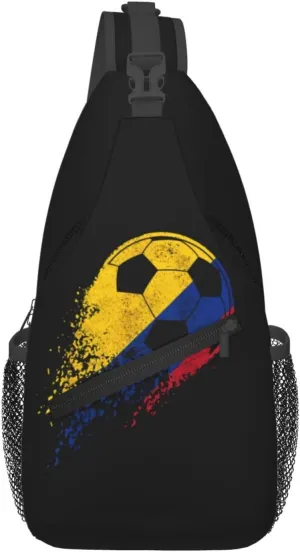 Colombia Soccer Colombian Flag Pride Soccer Player Crossbody Bag Cross Chest Bag Adjustable Sling Backpack Sports Gym Shoulder Bags Travel Cycling Daypack Diagonally Casual Rucksack