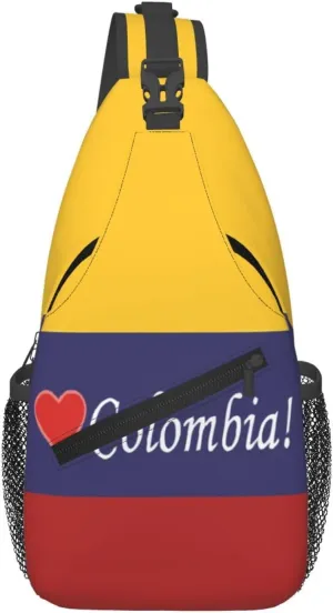 Colombian Colombia Flag Crossbody Bag Cross Chest Bag Adjustable Sling Backpack Sports Gym Shoulder Bags Travel Cycling Daypack Diagonally Casual Rucksack