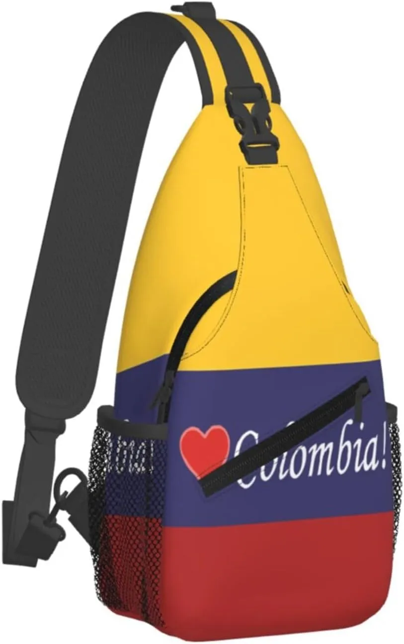 Colombian Colombia Flag Crossbody Bag Cross Chest Bag Adjustable Sling Backpack Sports Gym Shoulder Bags Travel Cycling Daypack Diagonally Casual Rucksack