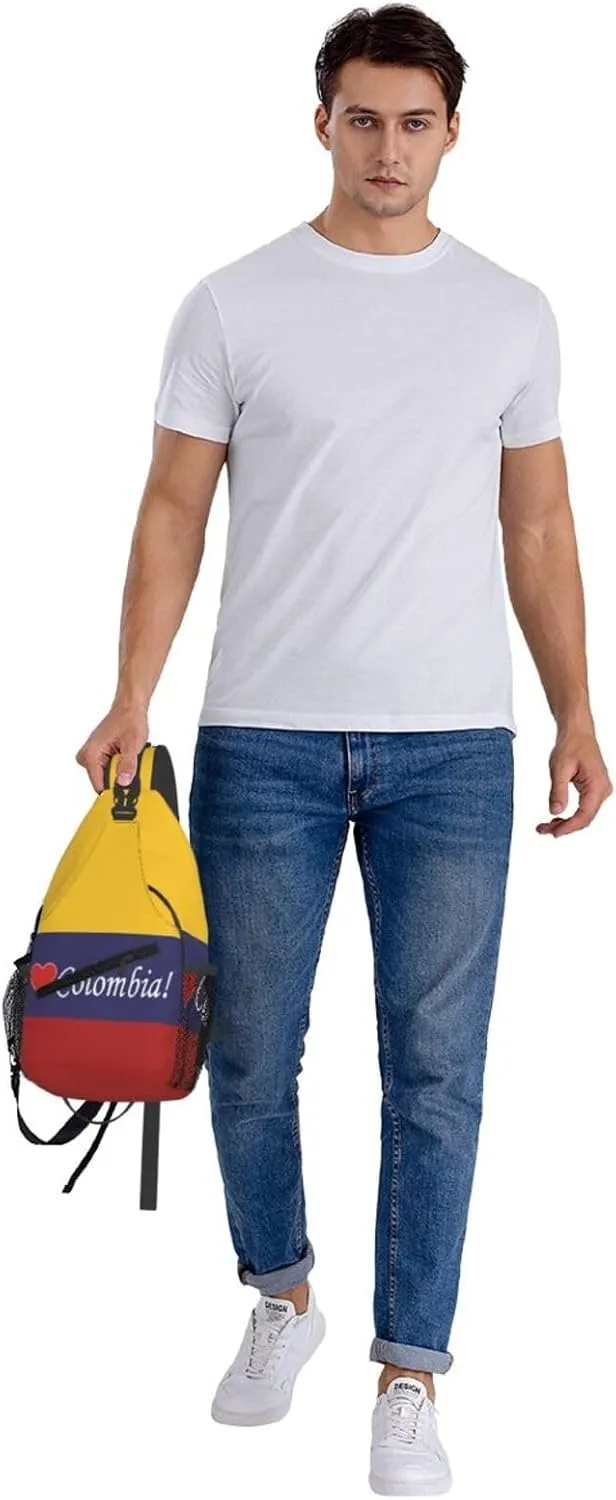 Colombian Colombia Flag Crossbody Bag Cross Chest Bag Adjustable Sling Backpack Sports Gym Shoulder Bags Travel Cycling Daypack Diagonally Casual Rucksack
