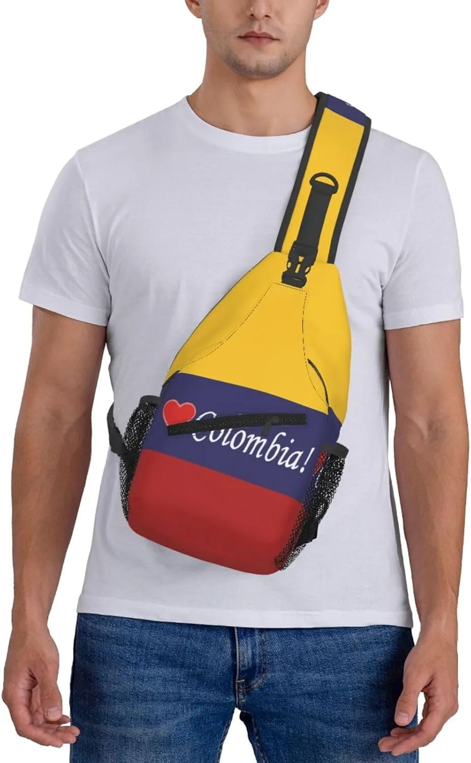 Colombian Colombia Flag Crossbody Bag Cross Chest Bag Adjustable Sling Backpack Sports Gym Shoulder Bags Travel Cycling Daypack Diagonally Casual Rucksack