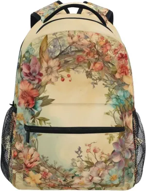 Colorful Garland Vintage Backpack Daypack Shoulder Bag Book Bag Lightweight Back Pack 11.4 ×16 In