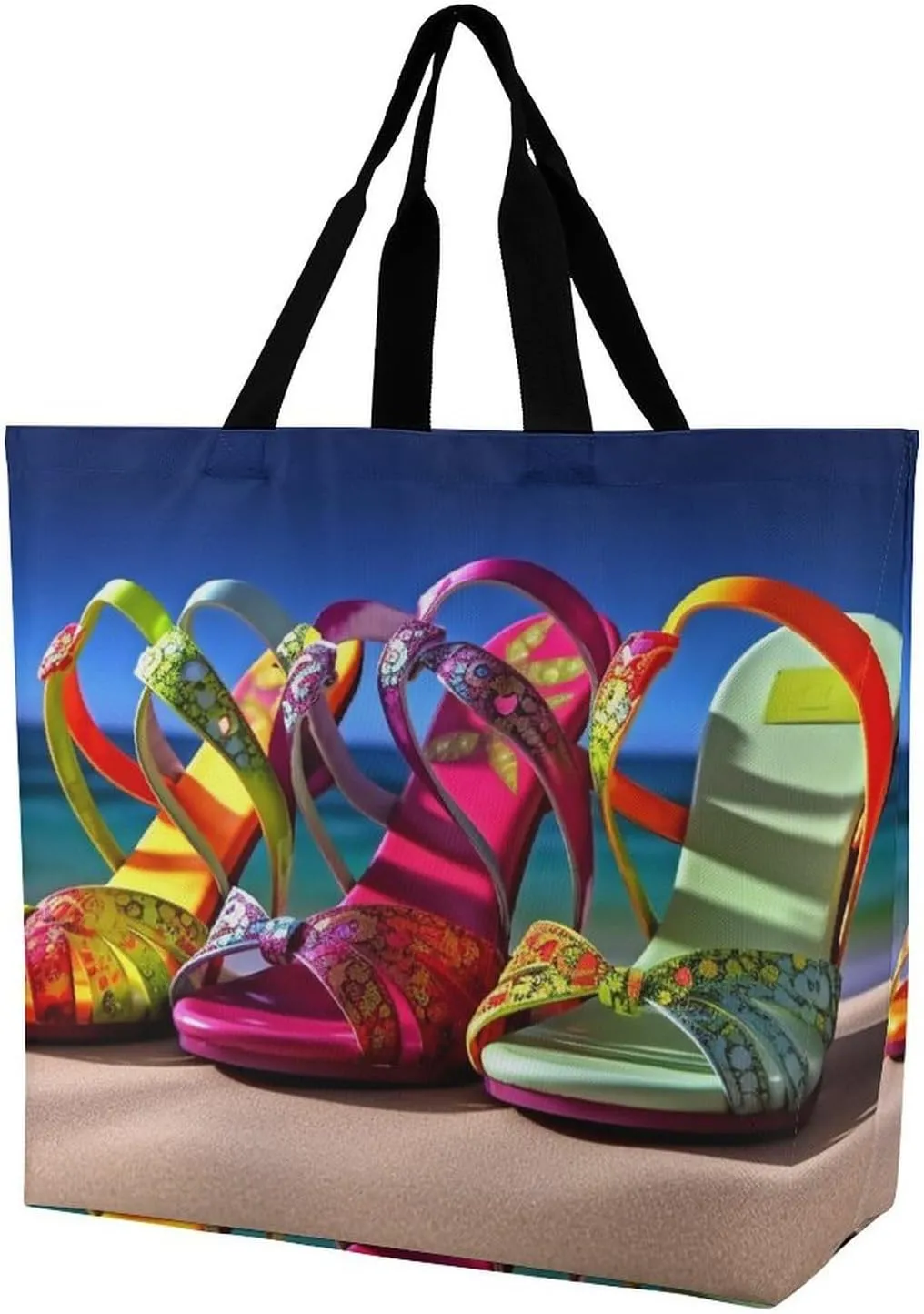 Colorful Sandals Shoes Crossbody Bag Women's Fashion Tote Bag Shoulder Tote Bag Versatile Travel Shoulder Bag Fitness Tote Bag for Fitness Trips Out