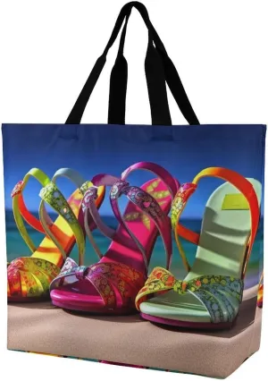 Colorful Sandals Shoes Crossbody Bag Women's Fashion Tote Bag Shoulder Tote Bag Versatile Travel Shoulder Bag Fitness Tote Bag for Fitness Trips Out