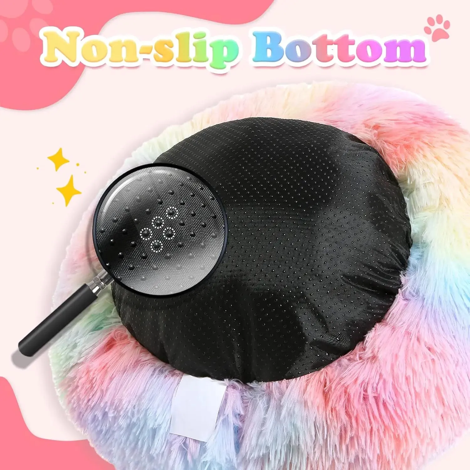 Colourful Dog Bed - Fluffy Anti-Anxiety Plush Bed for Cats, Rabbits and All Pets