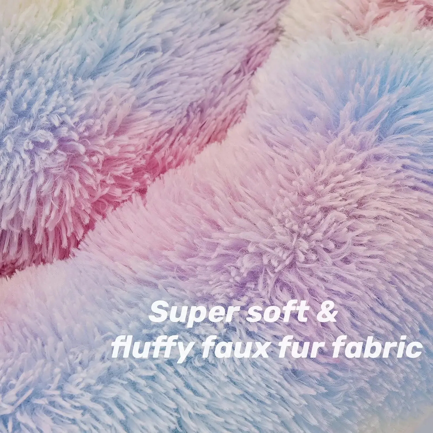 Colourful Dog Bed - Fluffy Anti-Anxiety Plush Bed for Cats, Rabbits and All Pets