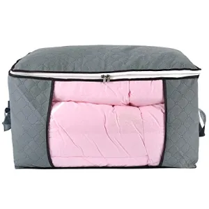 ComboCube Jumbo Zippered Storage Bag for Closet King Comforter, pillow, quilt, bedding, Clothes, Blanket Organizers with Large Clear Window & Carry Handles Space Saver
