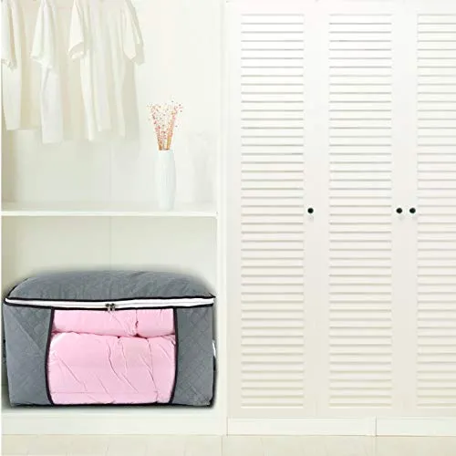 ComboCube Jumbo Zippered Storage Bag for Closet King Comforter, pillow, quilt, bedding, Clothes, Blanket Organizers with Large Clear Window & Carry Handles Space Saver