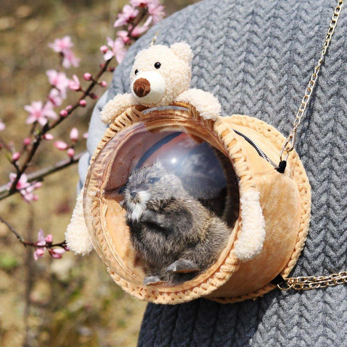 Comfortable and Breathable Small Pet Travel Carrier for Hamster and Rabbit